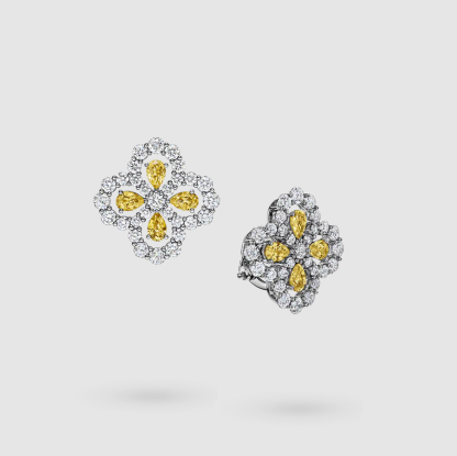 Diamond Loop Full Motif Yellow Sapphire and Diamond Earrings
